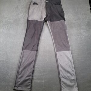 MNML Mens Patchwork Faux‎ Suede Pants Grey Colorblock Straight Leg Size 30 x 35